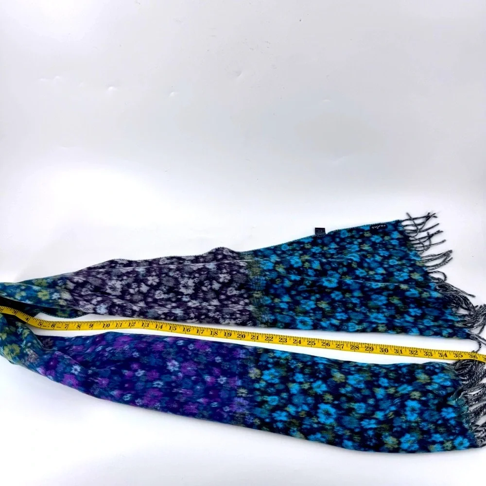 Fraas Blue and Gray Scarf with Fringe‎ Details